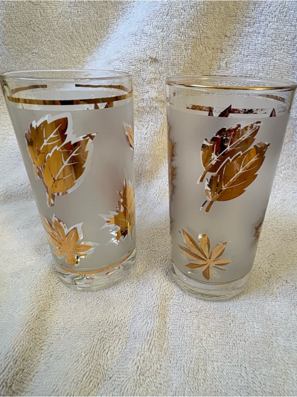 Libbey Golden Leaf Frosted Tumbler Glasses Set Of Two